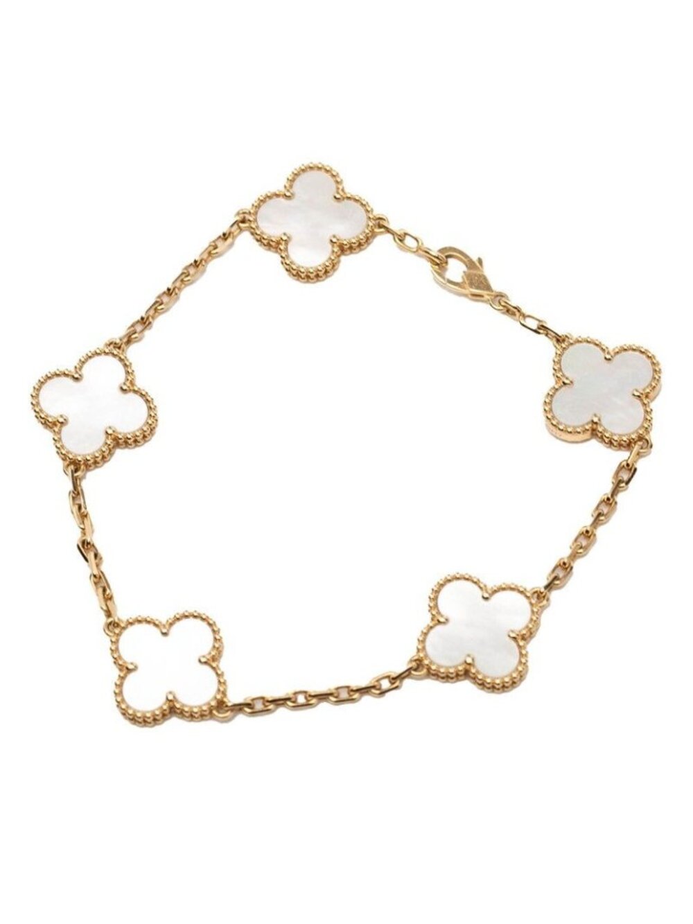 Van Cleef & Arpels Vintage Alhambra Bracelet 18K Yellow Gold Mother of Pearl
